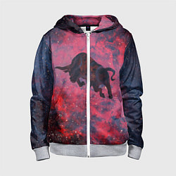 Толстовка на молнии детская Бык, цвет: 3D-меланж