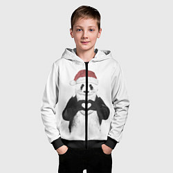 Толстовка на молнии детская Панда Клаус, цвет: 3D-черный — фото 2