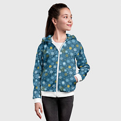 Толстовка на молнии детская Снежинки, цвет: 3D-белый — фото 2