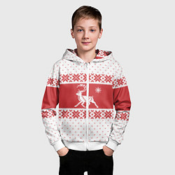 Толстовка на молнии детская Северный Олень, цвет: 3D-белый — фото 2
