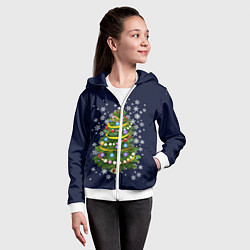 Толстовка на молнии детская Новогодняя Ёлка, цвет: 3D-белый — фото 2