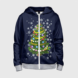 Толстовка на молнии детская Новогодняя Ёлка, цвет: 3D-меланж