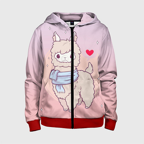 Детская толстовка на молнии Альпака / 3D-Красный – фото 1