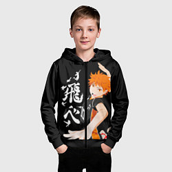 Толстовка на молнии детская ВОЛЕЙБОЛ!! HAIKYUU!!, цвет: 3D-черный — фото 2