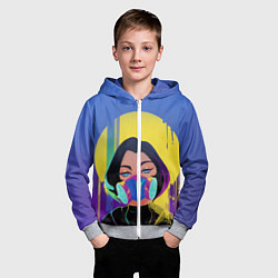 Толстовка на молнии детская AntiCorona, цвет: 3D-меланж — фото 2
