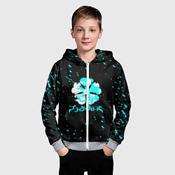 Толстовка на молнии детская Черный клевер, цвет: 3D-меланж — фото 2