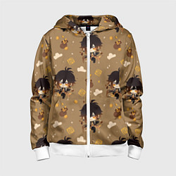 Толстовка на молнии детская Чиби Чжун Ли, цвет: 3D-белый