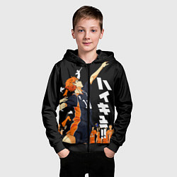 Толстовка на молнии детская ВОЛЕЙБОЛ!! HAIKYUU!!, цвет: 3D-черный — фото 2