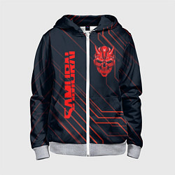 Толстовка на молнии детская CYBERPUNK 2077 samurai, цвет: 3D-меланж