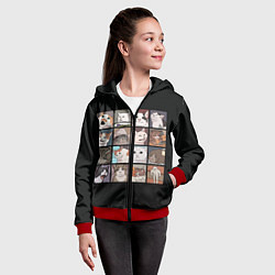 Толстовка на молнии детская Коты и кошки, цвет: 3D-красный — фото 2