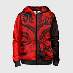 Толстовка на молнии детская BLACK RED DRAGONS TATOO, цвет: 3D-черный