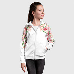 Толстовка на молнии детская Цветы, цвет: 3D-белый — фото 2