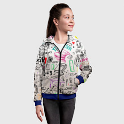 Толстовка на молнии детская Учеба узор, цвет: 3D-синий — фото 2