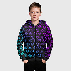 Толстовка на молнии детская GENSHIN IMPACT NEON, цвет: 3D-черный — фото 2