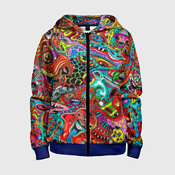 Толстовка на молнии детская Яркая абстракция bright abstraction, цвет: 3D-синий