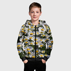 Толстовка на молнии детская Ромашки, цвет: 3D-черный — фото 2