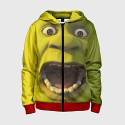 Толстовка на молнии детская Shrek is Yelling, цвет: 3D-красный