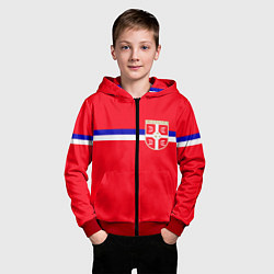 Толстовка на молнии детская Сборная Сербии, цвет: 3D-красный — фото 2