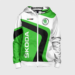 Толстовка на молнии детская Skoda, цвет: 3D-белый