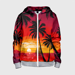 Толстовка на молнии детская Гавайский закат, цвет: 3D-меланж