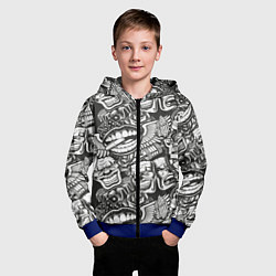 Толстовка на молнии детская Тату ретро, цвет: 3D-синий — фото 2