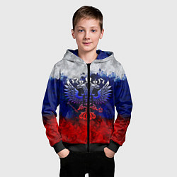 Толстовка на молнии детская Россия Russia Герб, цвет: 3D-черный — фото 2