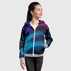 Толстовка на молнии детская НЕОНОВЫЙ ПОЛОСЫ, цвет: 3D-меланж — фото 2