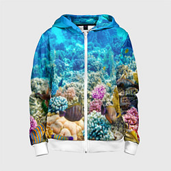 Толстовка на молнии детская Риф, цвет: 3D-белый