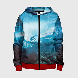 Толстовка на молнии детская Под водой, цвет: 3D-красный