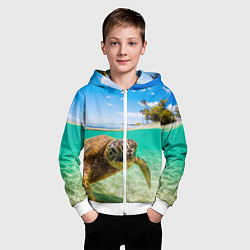 Толстовка на молнии детская Морская черепашка, цвет: 3D-белый — фото 2