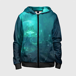 Толстовка на молнии детская Дно морское, цвет: 3D-черный