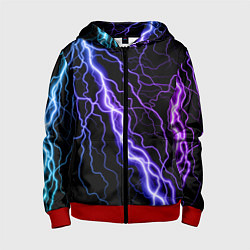 Толстовка на молнии детская НЕОНОВАЯ МОЛНИЯ ГРОЗА, цвет: 3D-красный