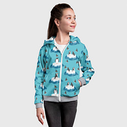 Толстовка на молнии детская Пингвины, цвет: 3D-меланж — фото 2