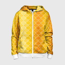 Толстовка на молнии детская Желтая чешуя, цвет: 3D-белый