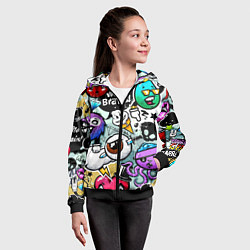 Толстовка на молнии детская Граффити, цвет: 3D-черный — фото 2