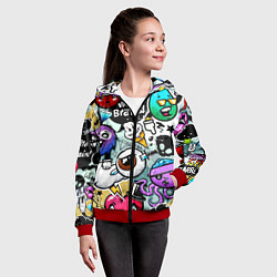 Толстовка на молнии детская Граффити, цвет: 3D-красный — фото 2