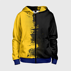 Толстовка на молнии детская ЧЕРНО ЖЕЛТЫЙ ГРАНЖ GRUNGE Z, цвет: 3D-синий