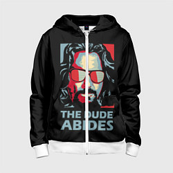 Толстовка на молнии детская The Dude Abides Лебовски, цвет: 3D-белый