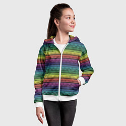Толстовка на молнии детская Этнический радужный орнамент, цвет: 3D-белый — фото 2