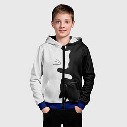 Толстовка на молнии детская Коты инь янь, цвет: 3D-синий — фото 2