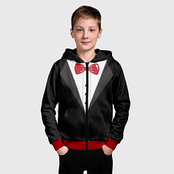 Толстовка на молнии детская Смокинг, цвет: 3D-красный — фото 2