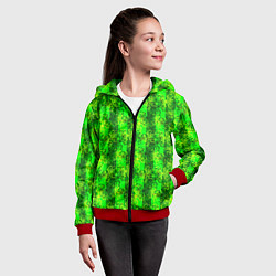 Толстовка на молнии детская Неоновый полосатый узор, цвет: 3D-красный — фото 2