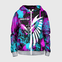 Толстовка на молнии детская FREE FIRE NEON, цвет: 3D-меланж