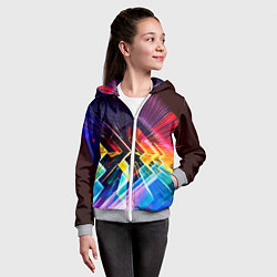 Толстовка на молнии детская Цифровая радуга, цвет: 3D-меланж — фото 2