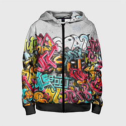 Толстовка на молнии детская Graffiti on the wall, цвет: 3D-черный