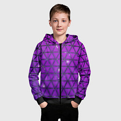 Толстовка на молнии детская Фиолетовые треугольники, цвет: 3D-черный — фото 2