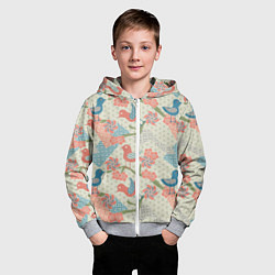 Толстовка на молнии детская Традиционный японский орнамент, цвет: 3D-меланж — фото 2