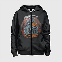 Толстовка на молнии детская Смерть с Косой, цвет: 3D-черный