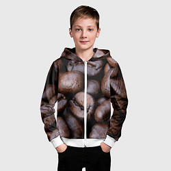 Толстовка на молнии детская Кофейные зёрна, цвет: 3D-белый — фото 2