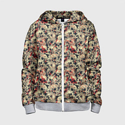 Толстовка на молнии детская Кровавые Черепа, цвет: 3D-меланж